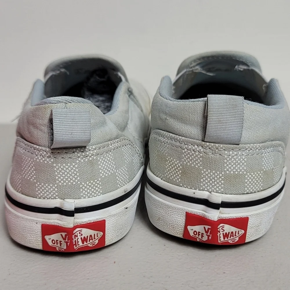 Vans Little girls Slip On Sz 4 Blue Chequered Plaid Slip On Shoes